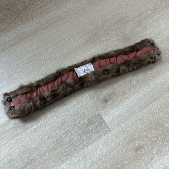 VTG Designed By Lora Genuine Mink Collar Scarf Brown Hook Eye Formal Party NYE - Picture 5 of 11